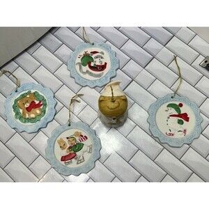 Vintage Jasco Beaver Jingle Bell & 4 Chistmas Ornaments Lot of 5 Ceramic Taiwan